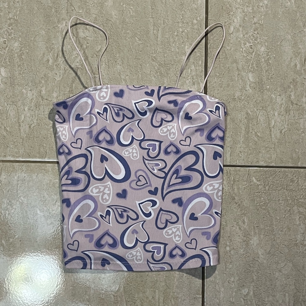 Purple and white heart spaghetti strap